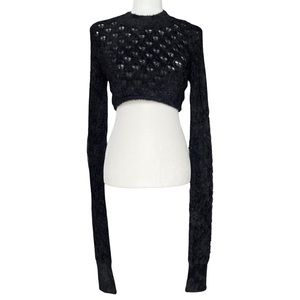 For Love And Lemons Black Cropped Sweater
